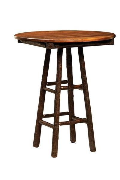 Amish Rustic Hickory Twig Small 36 Round Pub Table with Windmill Base shown in Asbury Stain
